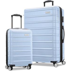 imageSamsonite Omni 2 24Inch Medium Checked Hardside Luggage with 360 Spinner Wheels  Scratch Resistant Hardshell  TSA Lock  Expandable Polycarbonate Shell for Lightweight Travel  Midnight BlackPale Blue