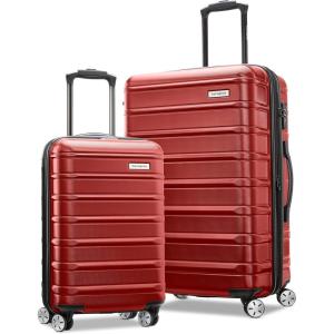 imageSamsonite Omni 2 24Inch Medium Checked Hardside Luggage with 360 Spinner Wheels  Scratch Resistant Hardshell  TSA Lock  Expandable Polycarbonate Shell for Lightweight Travel  Midnight BlackArrow Red