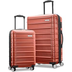 imageSamsonite Omni 2 24Inch Medium Checked Hardside Luggage with 360 Spinner Wheels  Scratch Resistant Hardshell  TSA Lock  Expandable Polycarbonate Shell for Lightweight Travel  Midnight BlackBrick Orange