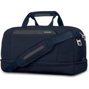 imageSamsonite Paralux Weekender Duffel Bag Travel CarryOn Bag with Wide Opening DropBottom Shoe ampamp Laundry Compartment AirTag Holder StackIt Strap  Business ampamp Leisure Travel BagMidnight Navy