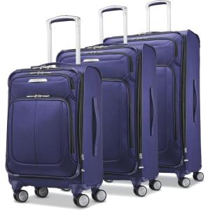 imageSamsonite Solyte DLX Softside Expandable Luggage with Spinner Wheels Mineral Grey CarryOn 20InchIris Blue