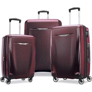 imageSamsonite Winfield 3 DLX Hardside Expandable Luggage with Spinners Silver CarryOn 20InchBurgundy