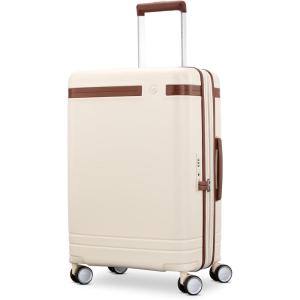 imageVirtuosa Hardside 21 Inch Carry On Luggage  Airline Approved with 360 Spinner Wheels RightHeight Adjustable Handle  Zippered WetPak  TSA Lock  Expandable Light Polycarbonate Shell  NavyOff White
