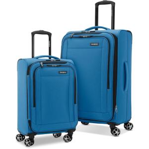 imageSamsonite Saire LTE Softside Expandable Luggage with Spinner Wheels Pine Green 3Piece Set Carry OnMediumLargeCaribbean Blue
