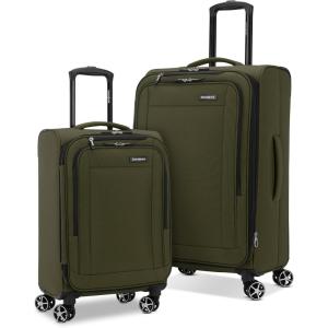 imageSamsonite Saire LTE Softside Expandable Luggage with Spinner Wheels Pine Green 3Piece Set Carry OnMediumLargeOlive Green