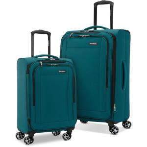 imageSamsonite Saire LTE Softside Expandable Luggage with Spinner Wheels Pine Green 3Piece Set Carry OnMediumLargePine Green